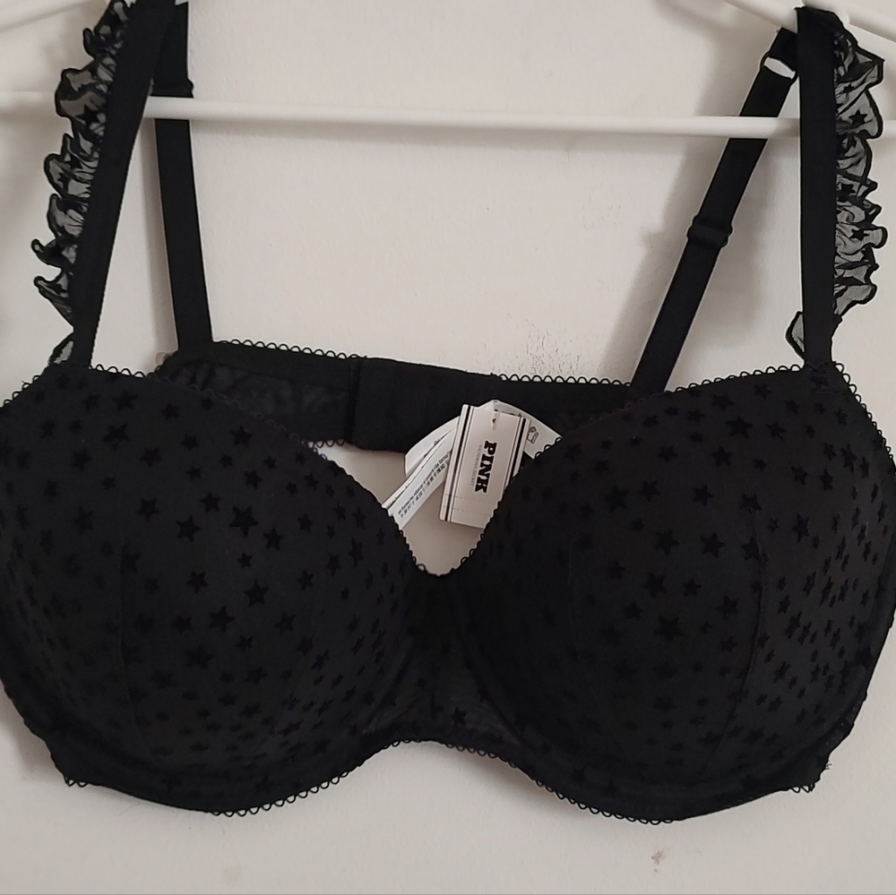 PINK Victoria's Secret Black Starry Bra